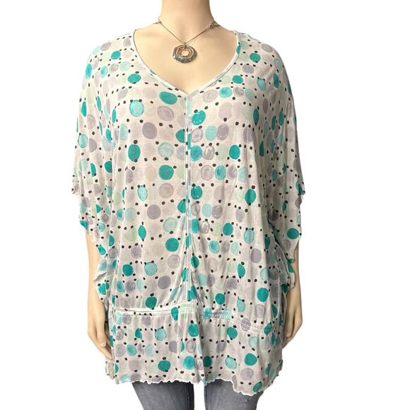 Lane Bryant Loose Fitting Top Size 26/28 in White, Teal Green, and Black - Picture 1 of 10